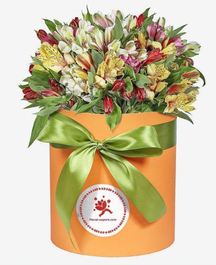 Box with Alstroemerias